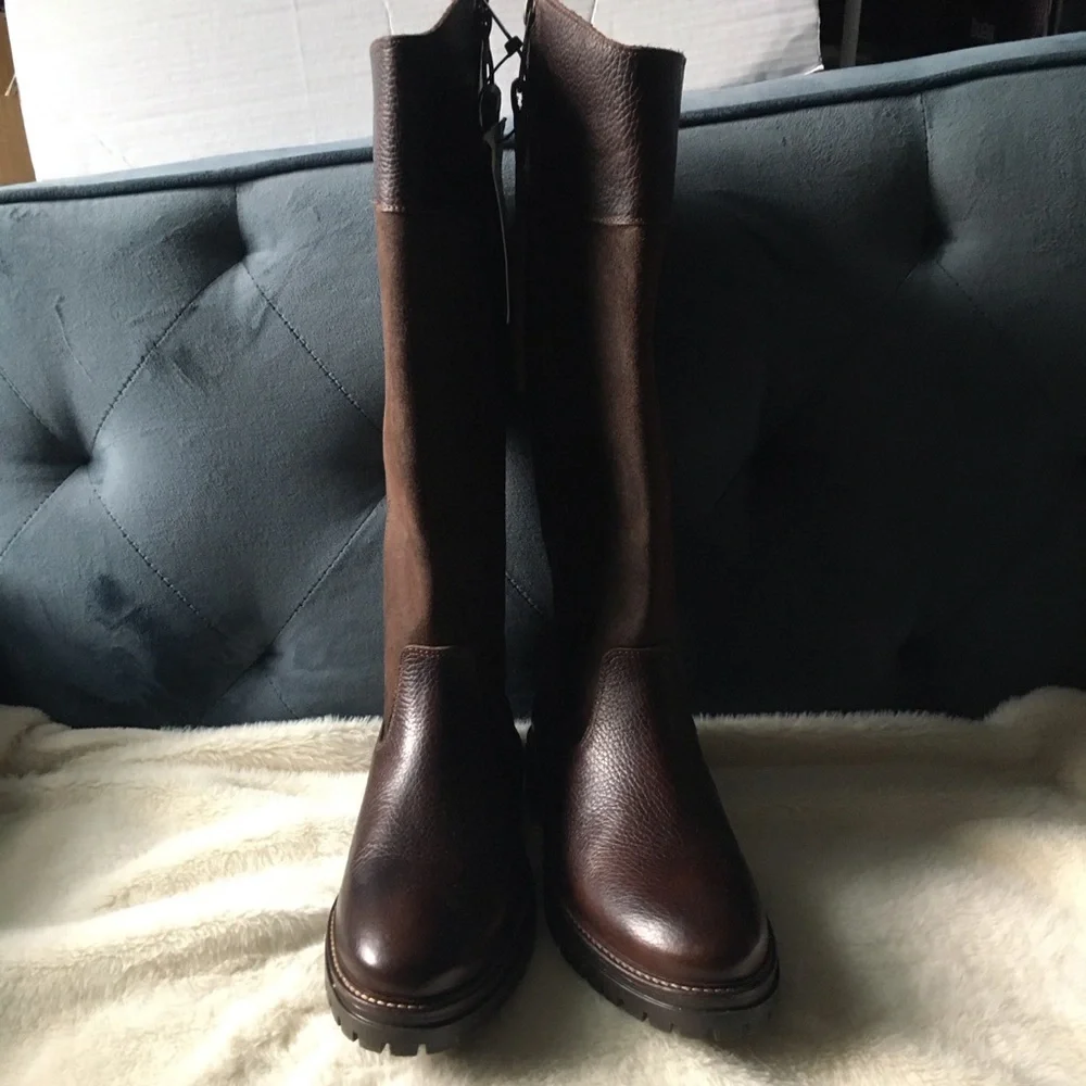 NWT Barbour Ingrid Tall Dark Brown Boots - Picture 2 of 16